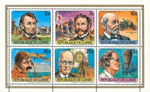 Guinea 1984 Perf. Famous Characters: Lincoln/Dunant/Daimler/Blériot/F Harris-