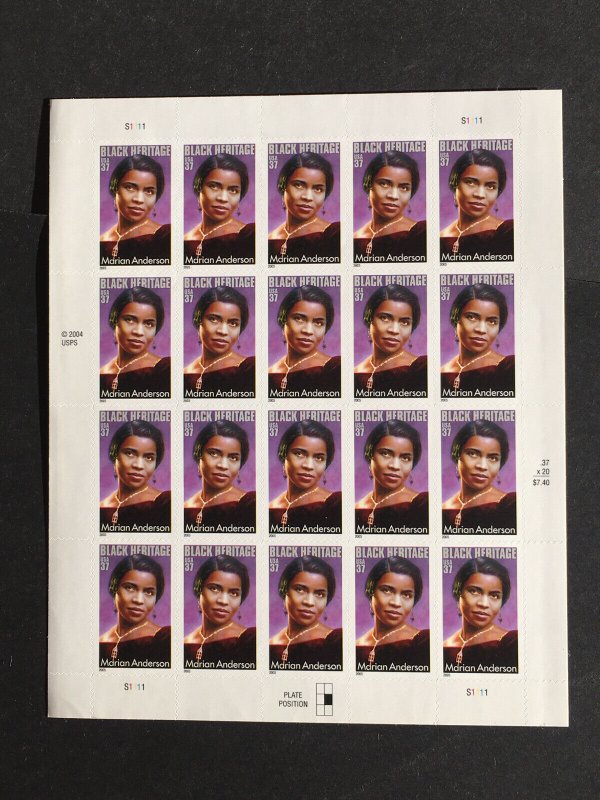 2005 sheet of Black Heritage stamps Marian Anderson Sc # 3896