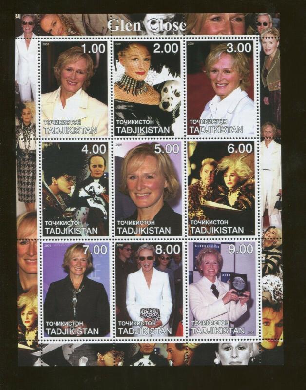 Tajikistan Commemorative Souvenir Stamp Sheet Actress Glen Close 101 Dalmations