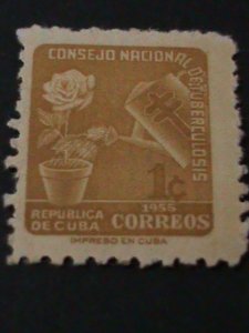 ​CUBA-1955-SC#RA29-ROSE & WATERING CAN-MH-VERY FINE-69 YEARS OLD-HARD TO FIND