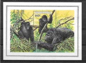 RWANDA MNH SOUV. SHEET SC#1212 GORILLA SCV$11.50