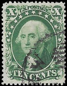 1857 US SC #33 USED NH ng FVF BLACK TOWN CANCEL SOUND NO FAULTS