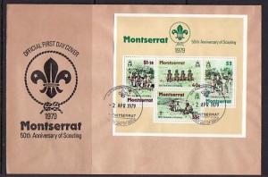 Montserrat, Scott cat. 400a. 50th Anniv.  of Scouting. Large First day cover.