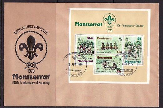 Montserrat, Scott cat. 400a. 50th Anniv.  of Scouting. Large First day cover.