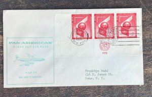 D)1959, UNITED NATIONS, ON AIR MAIL OF THE FIRST PAN AMERICAN JET, FROM NEW