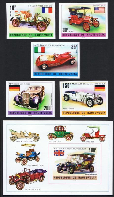 Upper Volta Classic Cars 5v+MS imperforated MI#563B-567B