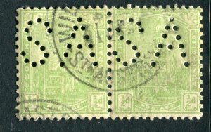 SOUTH AUSTRALIA; Early 1900s QV Stamp Duty ' SA ' Perfin Official 1/2d. PAIR