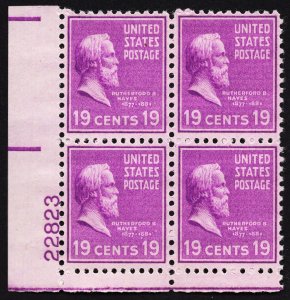 US 824 MNH VF 19 Cent Rutherford B. Hayes Plate Block LL #22823