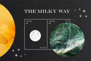 Nevis 2018 - Milky Way Galaxy, Earth and Moon - Souvenir Sheet - Sc 1948 - MNH