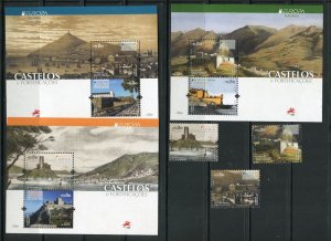 Portugal, Azores, & Maderia 3906-7, 589-90, 354-55 Castles Stamp Sets MNH 2017