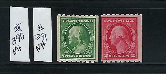 US #390-91-1910 WASHINGTON  WMK 190 -PERF 8 1/2  HORIZONTAL - MINT NEVER  HINGED