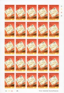 BARBUDA 1974 Sc#167/169 UPU CENTENARY Sheetlet of 25 IMPERFORATED UNFOLDED MNH