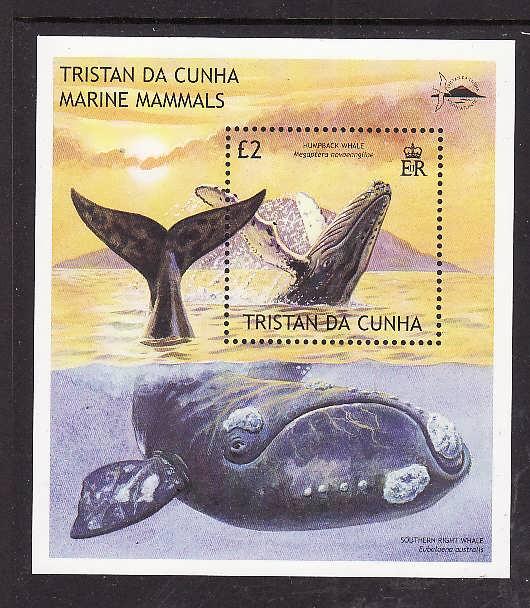 Tristan da Cunha-Sc#719-Unused NH sheet-Marine Mammals-Humpback Whale-2002-