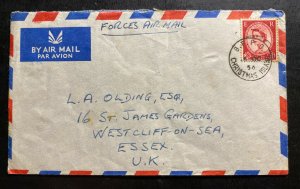 1956 Christmas Island British Field Post Airmail Cover To West Cliff England