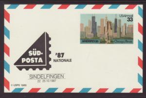 US UXC23 Chicago Skyline Ameripex Sud-Posta Postal Card Unused
