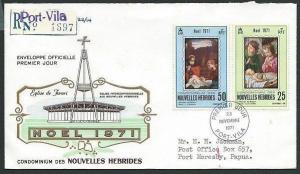 NEW HEBRIDES (French) 1971 Christmas Registered commem FDC................41258