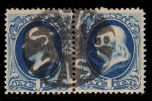 MOMEN: US STAMPS #182 USED PAIR BOSTON MASS PF CERT LOT #89127