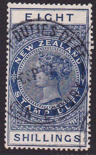 NEW ZEALAND 1880 Stamp Duty 8/- fine used...................................7876