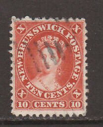 New Brunswick Sc 9 used 1860 10c vermillion QV, fresh