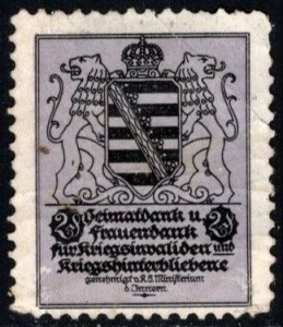 1916 WW 1 Germany Charity Poster Stamp 2 Pfennig Saxony War Welfare
