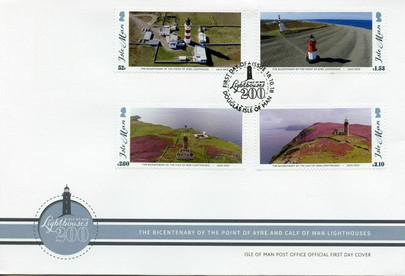 2016 ISLE OF MAN - LIGHTHOUSES  - SET ON FIRST DAY COVER