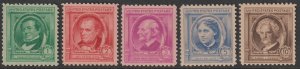 U.S.  Scott# 859-63 1940 American Authors Issue VF MNH