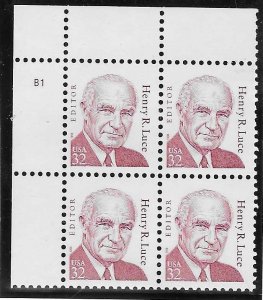 US#2935 $0.32 Henry Luce Plate block of 4 (MNH) CV $3.00