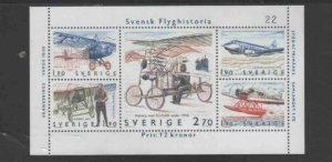 SWEDEN #1516 1984 SWEDISH AVIATION HISTORY MINT VF NH O.G S/S ee