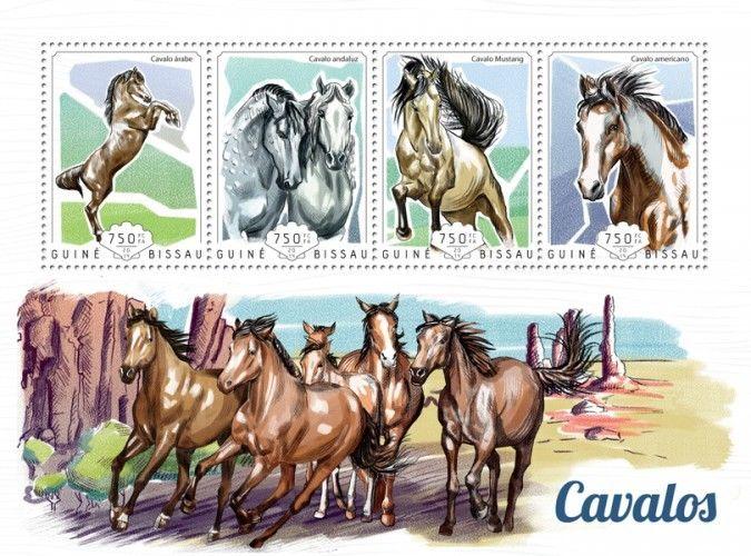 Horses Pferde Animals Fauna Guinea-Bissau MNH stamp sheet