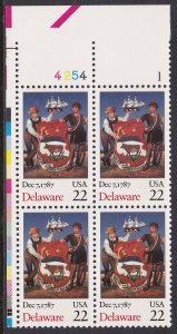 2336 Deleware Plate Block MNH