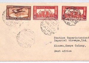 EGYPT Air Mail 1931 Cover Cairo *IMPERIAL AIRWAYS* Station Supt KENYA Kisumu YW5