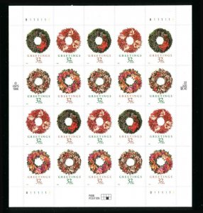 Scott 3252b Christmas Wreaths 32¢ 1998 MNH Sheet of 20