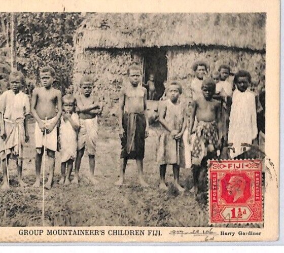 FIJI KGV VIEW-SIDE Postcard *MOUNTAINEER'S CHILDREN* Ethnic PPC 1932 Texas PJ13