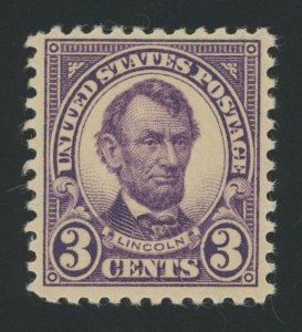 USA 555 - 3 cent Lincoln Flat Plate perf 11 - F/VF Mint never hinged