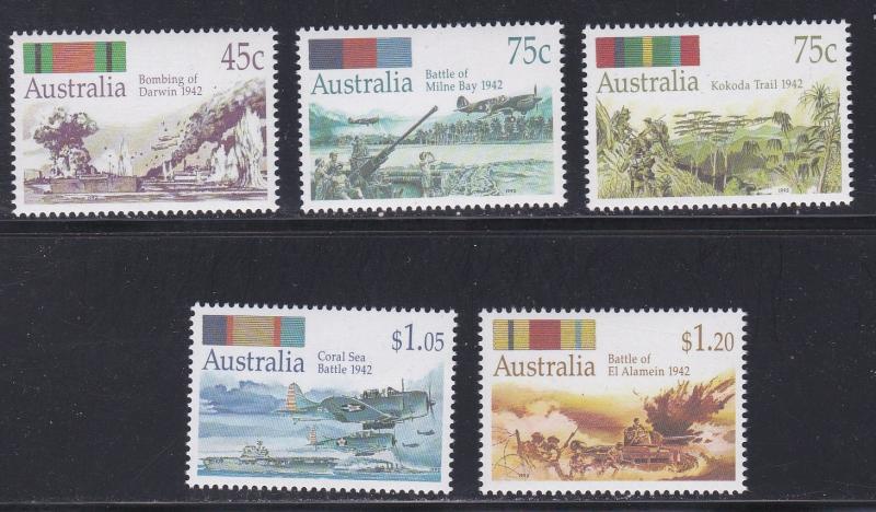 Australia # 1253-1257, Australian Battles in World War II, NH, 1/2 Cat.