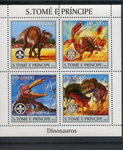 Sao Tome & Principe 2004 DINOSAURS Rotary Emblem Sheet Perforated Mint (NH)