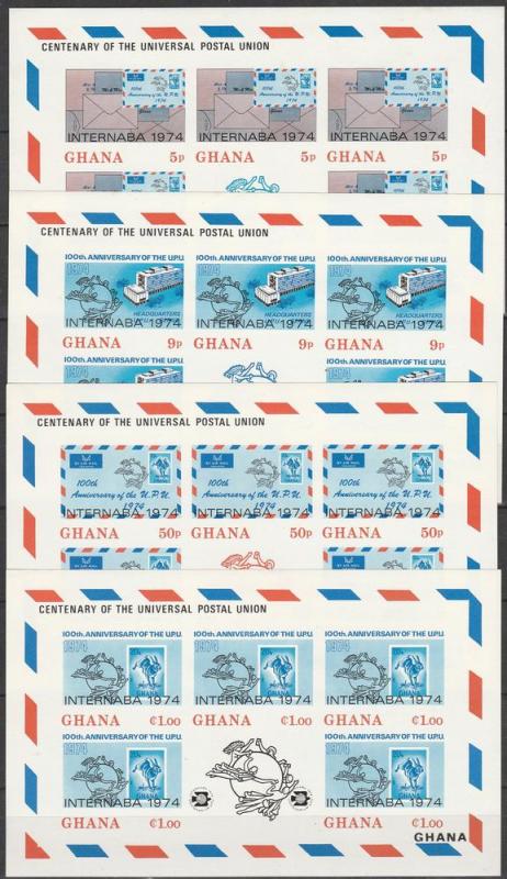 Ghana #521-4 Imperf Mini-Sheets Of 5  CV $45.00 (V1190L)