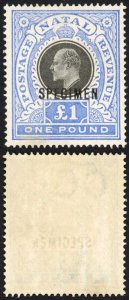 Natal SG142s One Pound Postage Revenue opt SPECIMEN M/M