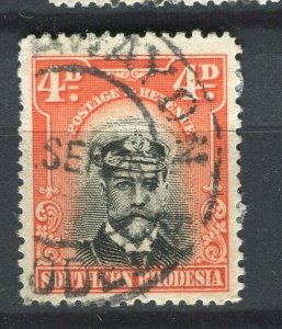 RHODESIA; 1913-22 early GV Admiral issue used Shade of 4d. value