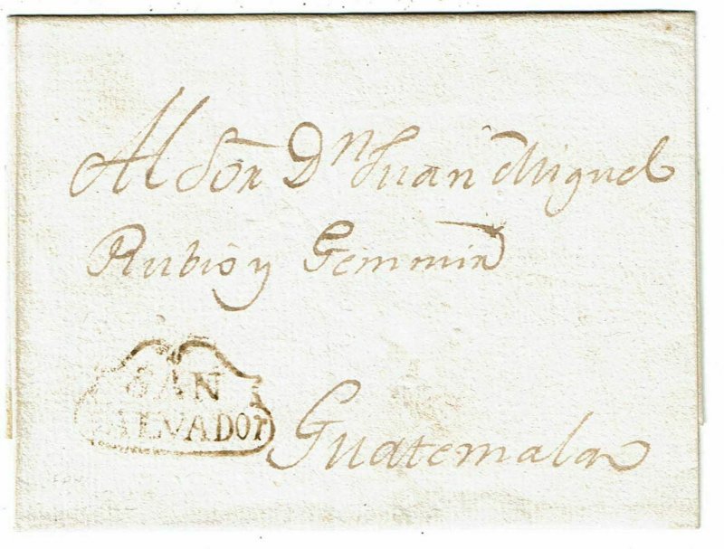 Salvador 1800's San Salvador fancy cancel on cover to Guatemala