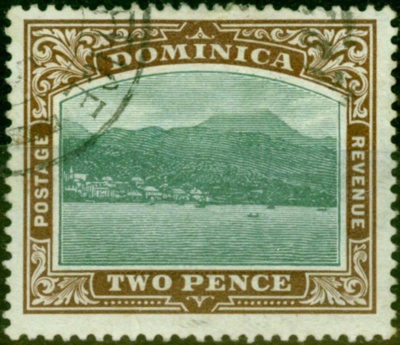 Dominica 1906 2d Green & Brown SG29a Chalk Fine Used