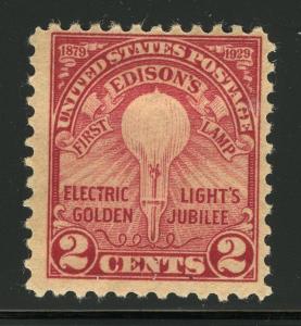 United States Scott #654 2¢ Edison's First Lamp MH Original Gum Stamp