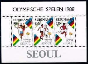 [63221] Suriname 1988 Olympic Games Seoul Football Athletics Sheet MNH