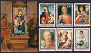 Central African Republic 1984 Art Paintings Durer Raphael Mi.1019 -24 Bl.276 MNH