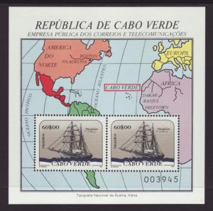 Cape Verde 517 Sailing Ship Map Souvenir Sheet MNH VF