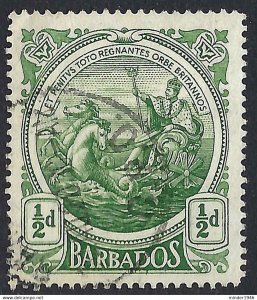 BARBADOS 1916 KGV ½d Green, SG182 FU