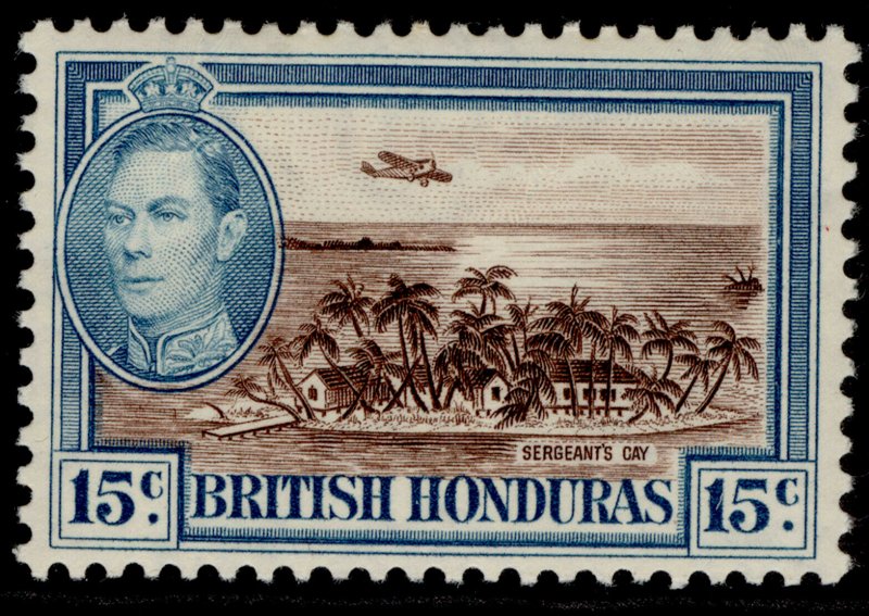 BRITISH HONDURAS GVI SG156, 15c brown & light blue, M MINT.