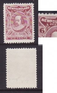 Newfoundland-Sc#92i- id24-unused NH og 6c Lord Bacon-WF joined at top-variety-