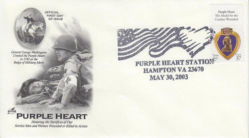 2003 Purple Heart UO Hampton VA Artcraft FDOI Pictorial