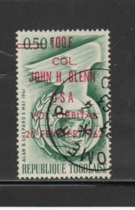 TOGO #421a  1962  JOHN GLENN OVERPRINT IN CARMINE       MINT VF LH O.G